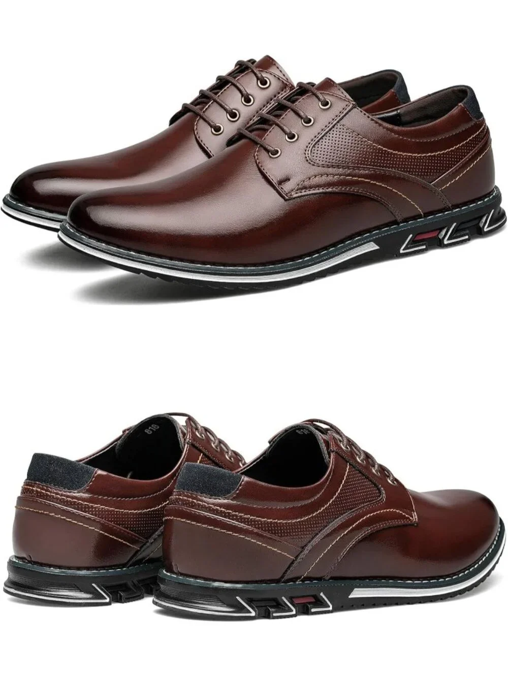 Men's Brown Superior Flexural Leather Casual Business Oxford Derby Dress Shoes